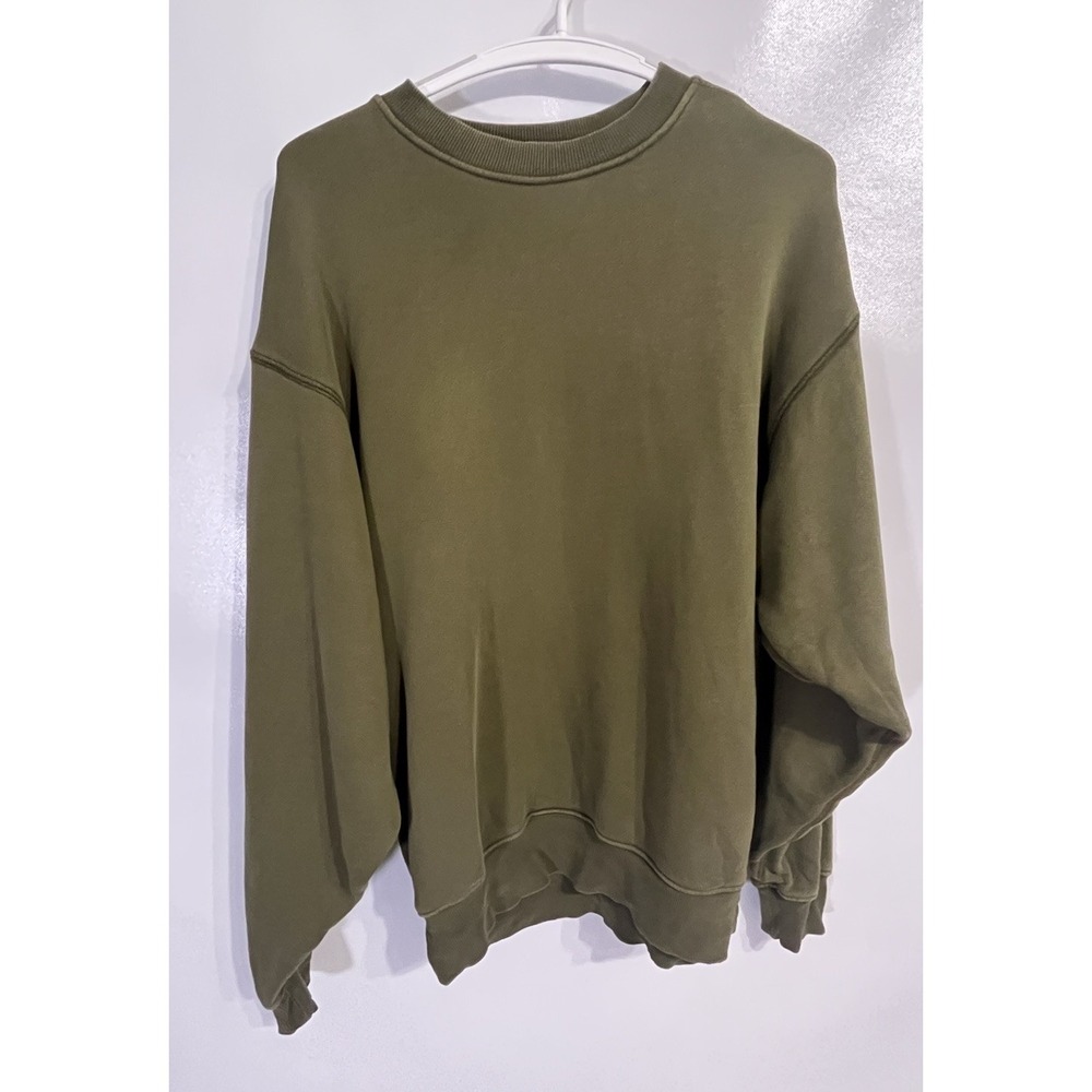 Elwood Unisex XS Core Crewneck Sweatshirt Green Organic Cotton Oversized